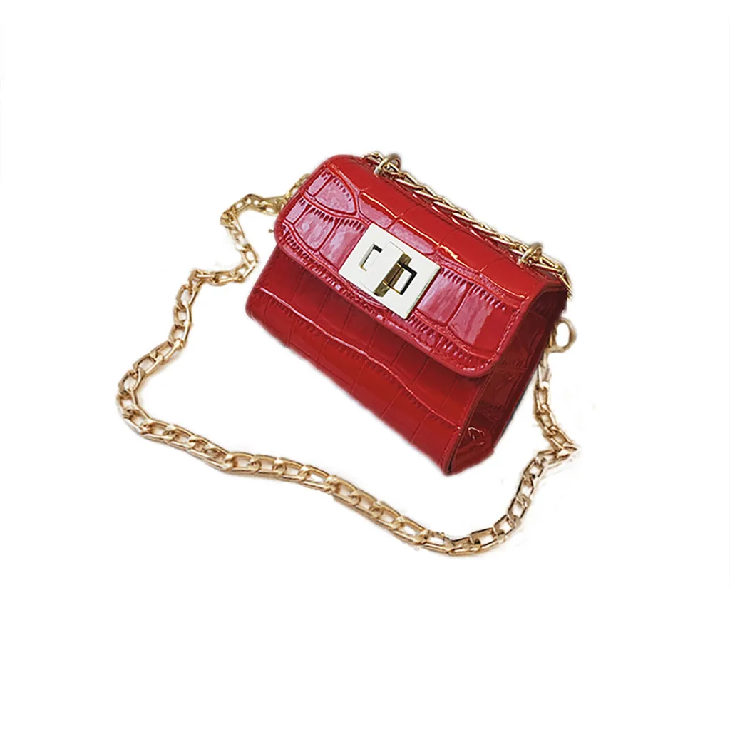 25 модная женская детская сумка на плечо с цепью Диагональная Сумка через плечо телефон монета сумка мобильный телефон сумки на плечо Новинка - Цвет: Red