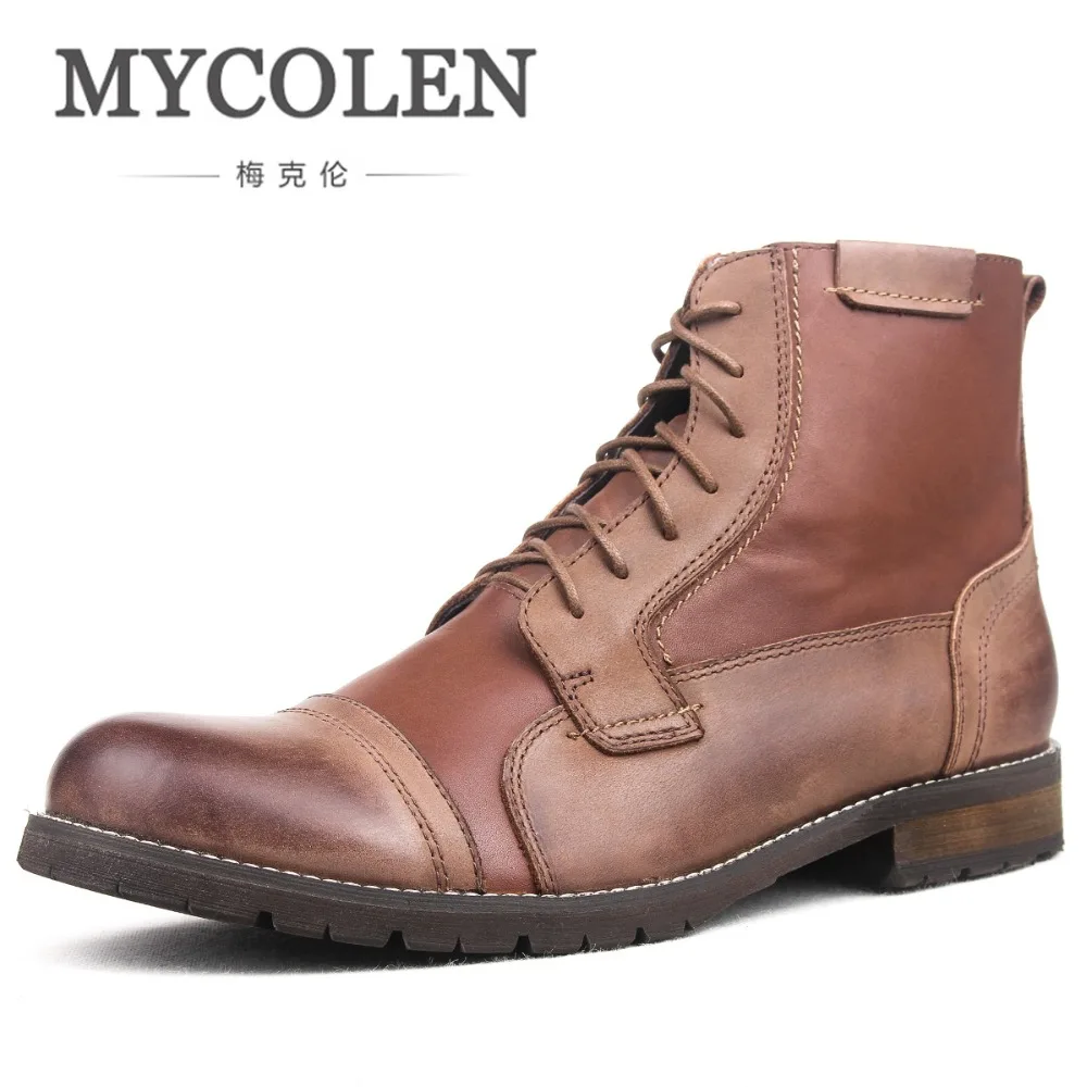 

MYCOLEN Brand New Hot Newest Keep Warm Winter Boots Brand Designer Men High Quality Genuine Leather Fashion Autumn Men Boots