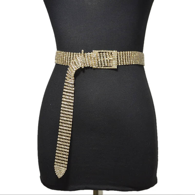 Super Shine femmes strass ceinture mince et large argent Bling