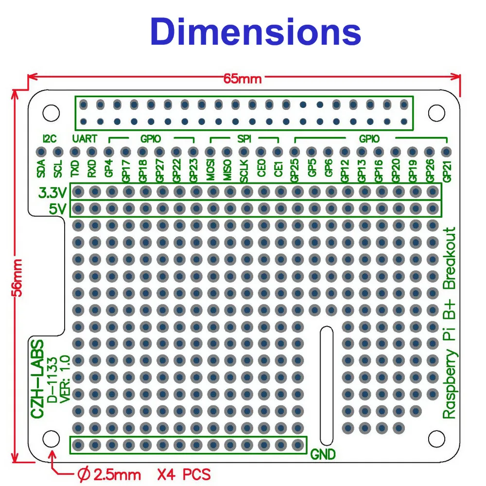 Breadboard DIY. A+ Electronics-Salon 4x Prototype Breakout PCB Shield Board Kit para Raspberry Pi 3 2 B