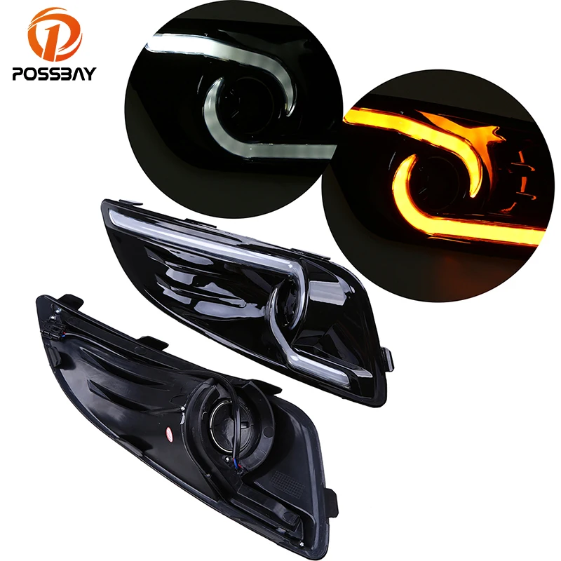 

POSSBAY Turn Signal Light LED DRL Daytime Running Lights White Yellow Fog Light Assembly for Ford Fiesta ST 2013 2014 2015