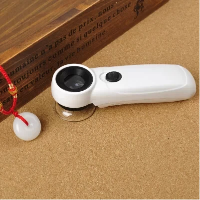

45X 21mm LED Light Magnifying Glass Jewelry Read Nature Loupe Observation Illumination Pcoket Portable Hand-held Magnifier