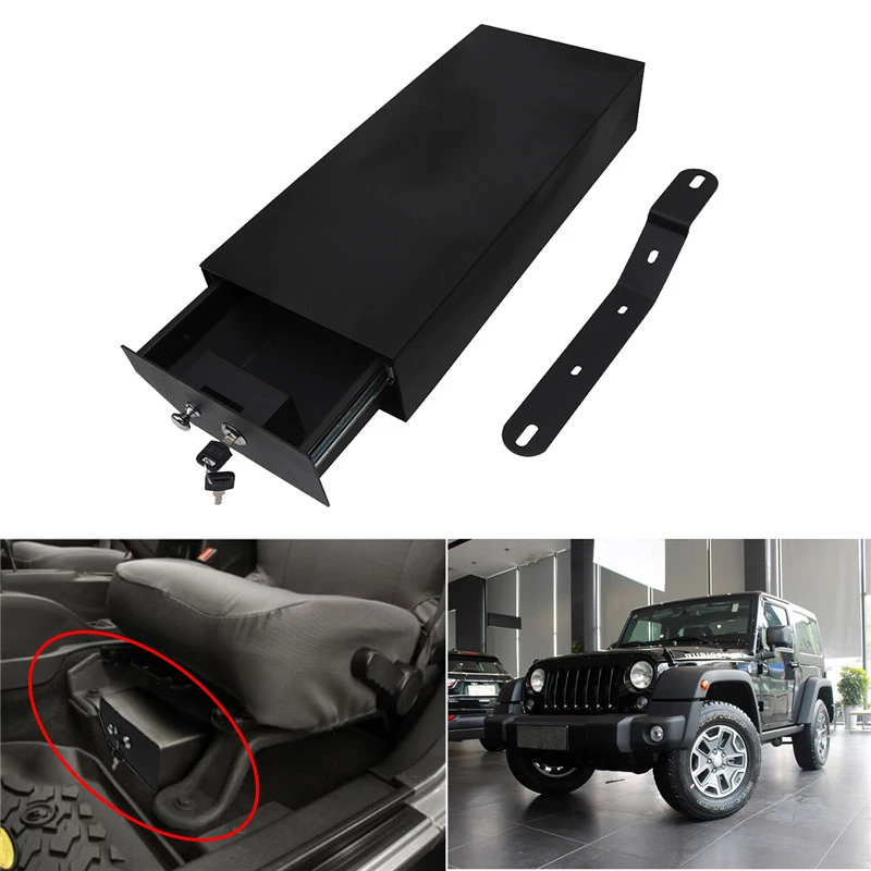 

Steel Locking Key Car Safes Box Portable Box Valuables Money Jewelry Seat Crevice Storage Security For Jeep Wrangler JK JKU /