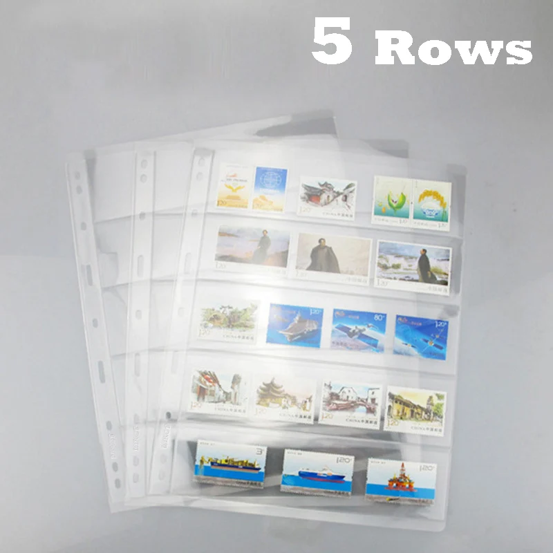 

5 Rows 10PCS Transparent Loose Leaf Stamps Lines Grid PVC Pages Of Album Sheets Standard 9 holes Loose-leaf PCCB /MINGT