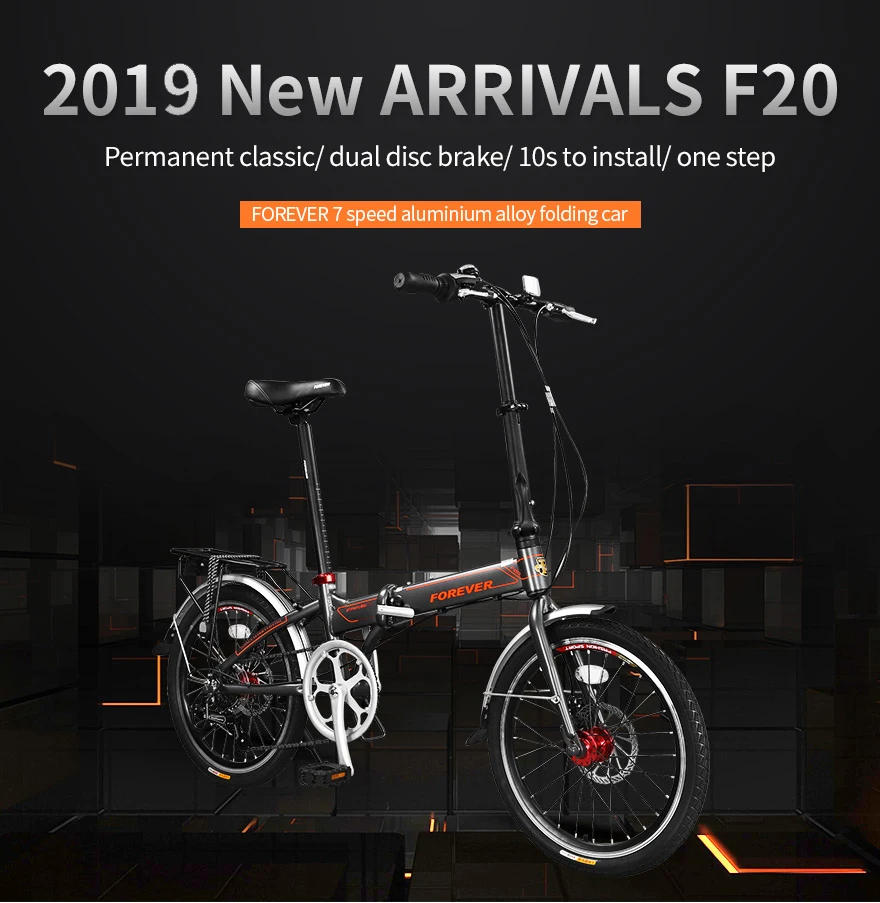 Top FOREVER Mini Folding Bike 20 inch Aluminium Alloy Frame Double Disc Brake Bike Road Cycle Variable Speed Women Cycling Bicycle 0