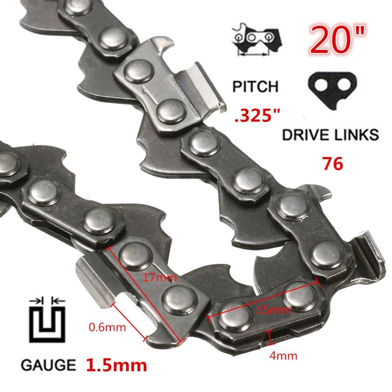 14 ''-20'' 50-76 приводные звенья 0,325 3/8 шаг бензопилы мельница цепи Замена древесины режущие инструменты - Цвет: 20inch 76 Links
