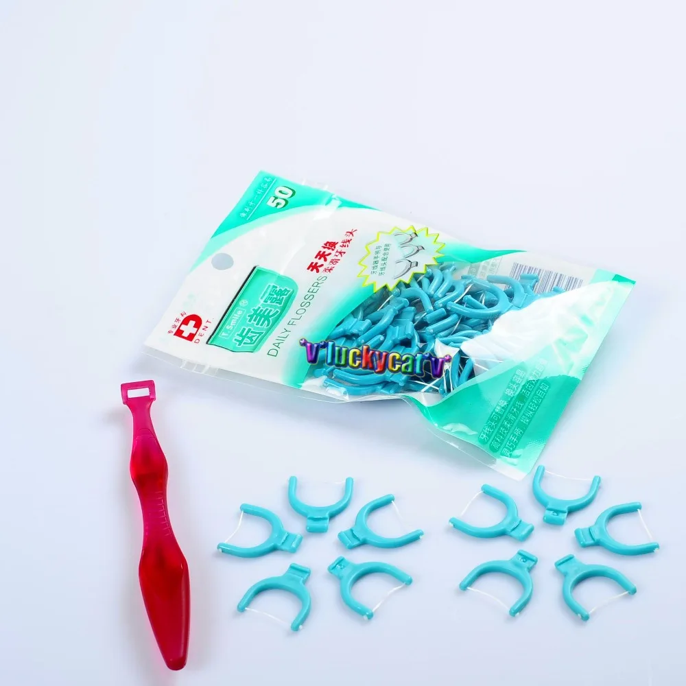 1 Handle + 60 Piece Dental Floss Picks Teeth Toothpicks Stick Flossers