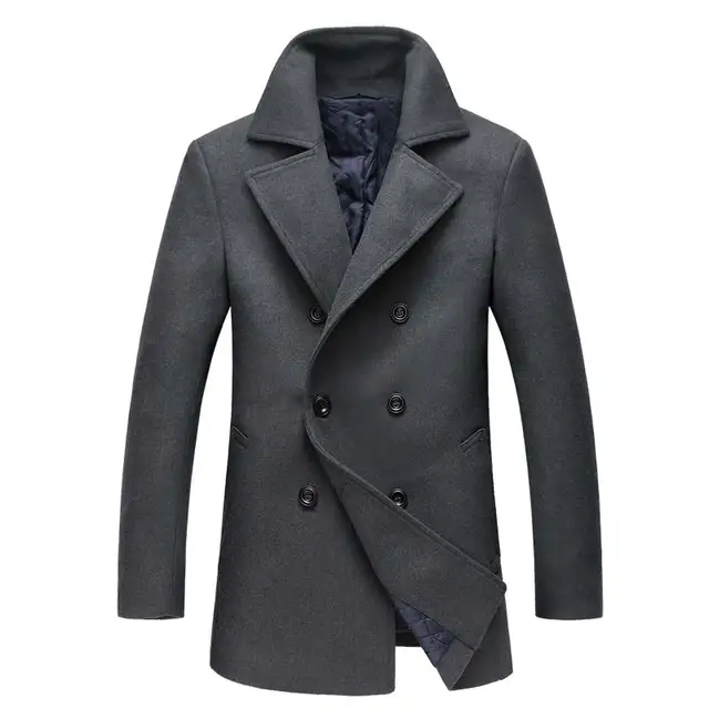 Men Woolen Coats Jackets Double breasted Male Manteau Homme Overcoat ...