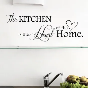 

The kitchen is heart home quote wall stickers kitchen room shop store decor adesivo de parede removable vinyl home decoration