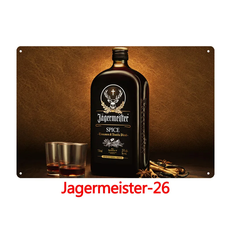 Алкогольный напиток Jagermeister голова оленя плакат Классическая Настенная Наклейка Декор домашнего бара старинная металлическая пластина виски Вино Олово знак - Цвет: Светло-серый