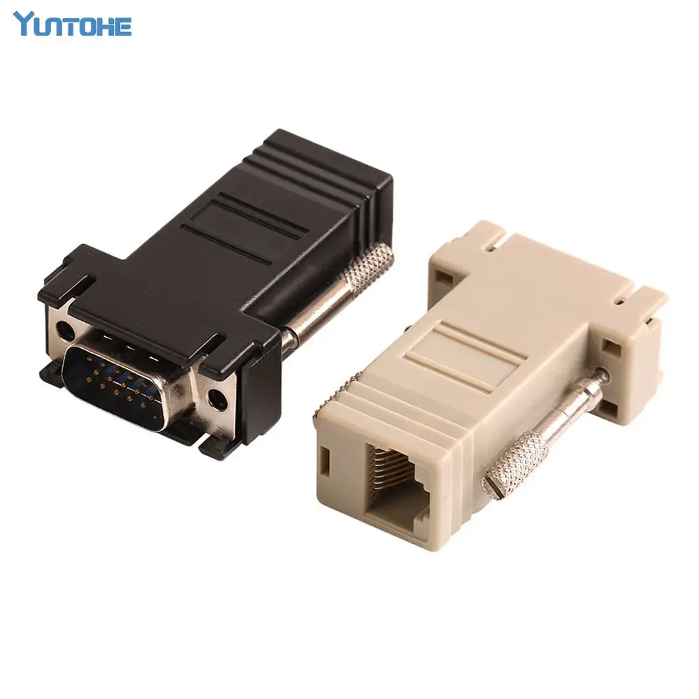 

ZJT40 15PIN VGA to RJ45 connector New VGA Extender Male To Lan Cat5 Cat5e RJ45 Ethernet Female Adapter 100pcs/lot