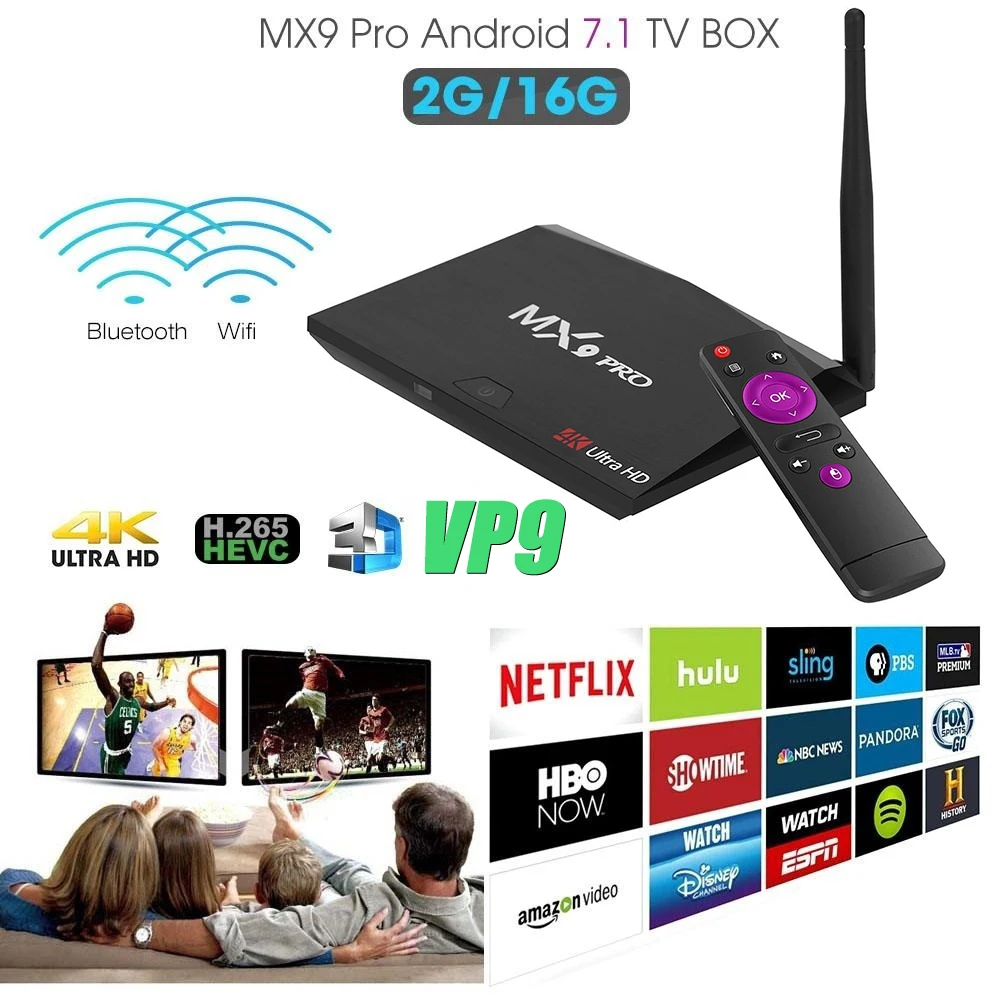 

MX9 Pro 2GB 16GB Android 8.1 TV Box RK3328 Quad Core 4K VP9 3D 2.4G 5G WiFi bluetooth Smart Set top box Support PC WIFI