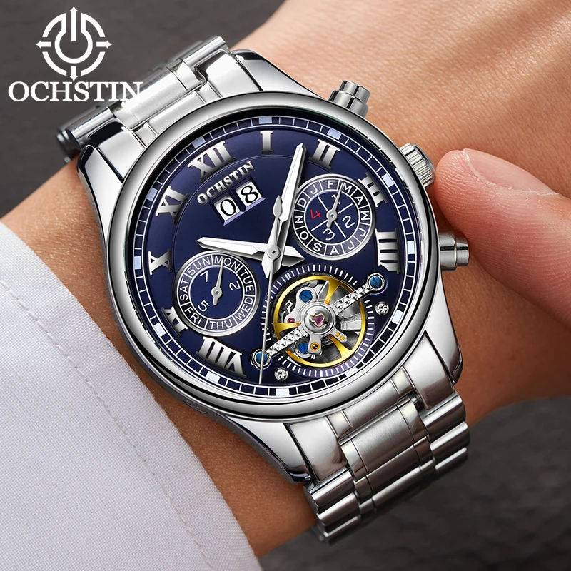 Tourbillon Business Mechanical Watch Ochstin Luxury Brand Self Winding Stainless Steel Automatic Watch Waterproof Day Date Man Tourbillon Business Mechanical Watch Ochstin Luxury Brand Self Winding Stainless Steel Automatic Watch Waterproof Day Date Man