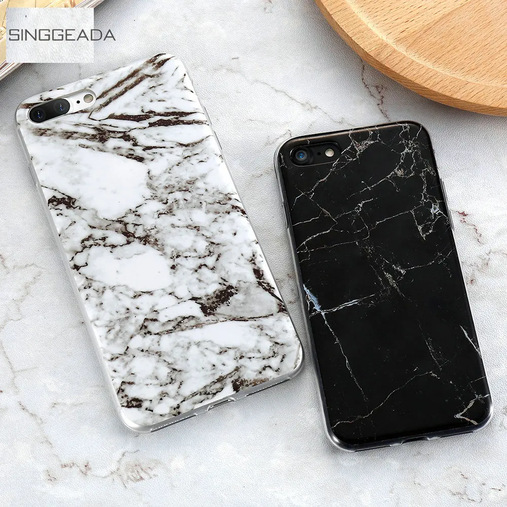 Singgeda Мрамор чехол для iphone 8 7 плюс мобильный телефон iPhone 6 S 5 5S SE кремния Coque сумка