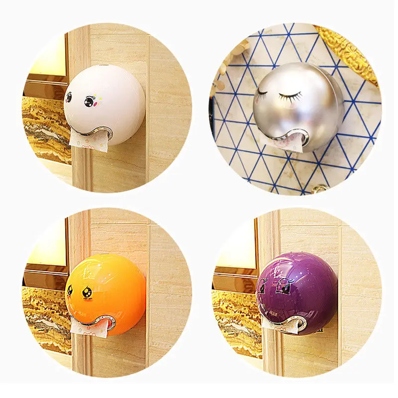 

1pc Cute Emoji Ball Shaped Paper Holder Toilet Bathroom Roll Paper Box Holder 2019