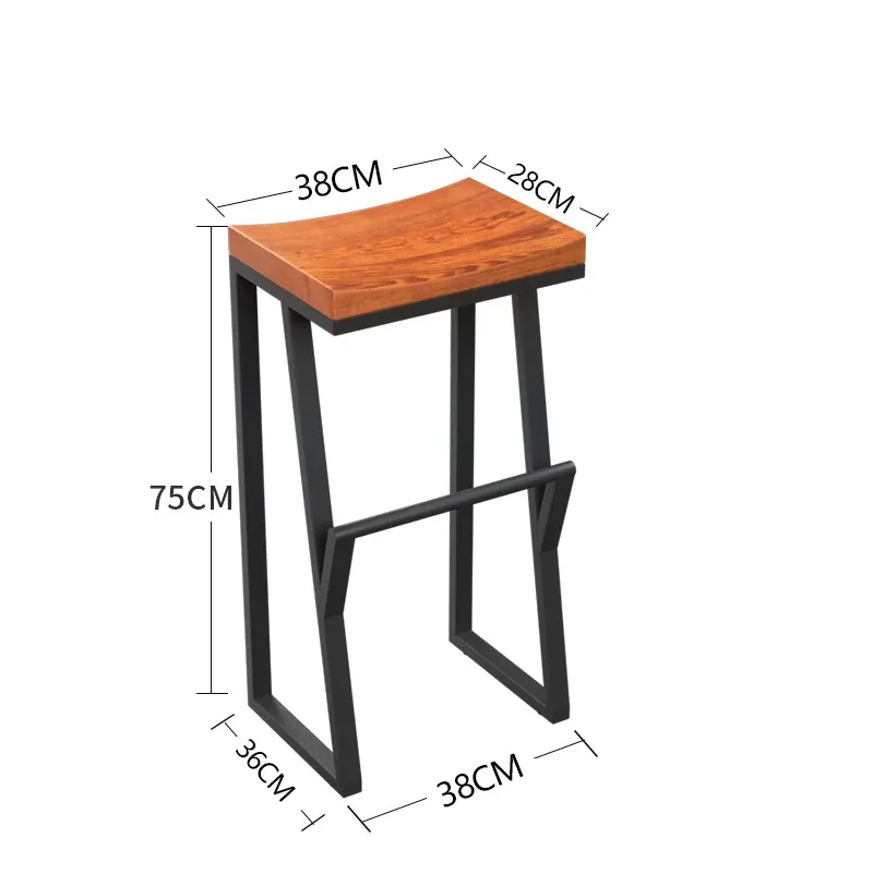 New Retro Bar Chair Wrought Iron Bar Stool Solid Wood Bar Stool Creative High Stool Leisure Bar Chair Front Coffee Chair - Цвет: Sittinghigh75cm