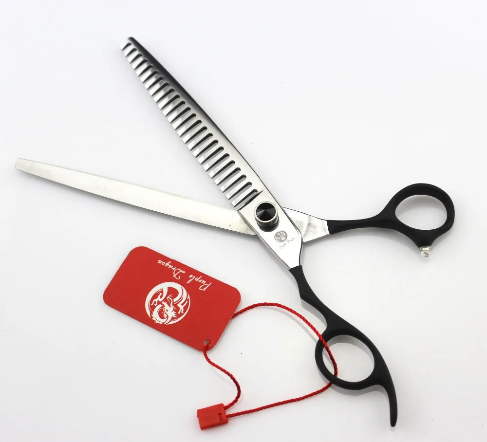 

Purple Dragon 8.0 in. Professional Pet Grooming Scissors Left Hand,Dog Thinning Scissors,Dog Grooming Shears,24 Teeth With Case