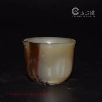 

Old buffalo horn Flat-bottomed cup Small ornaments Horns mugs Carved corner Antiques Horn Crafts Corner Cup Collection
