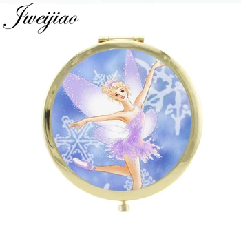 

JWEIJIAO wings fairy dance Mirrors lovely young girls colorful ART photo Printing Mini Folding Magnifier Vanity mirror FQ381