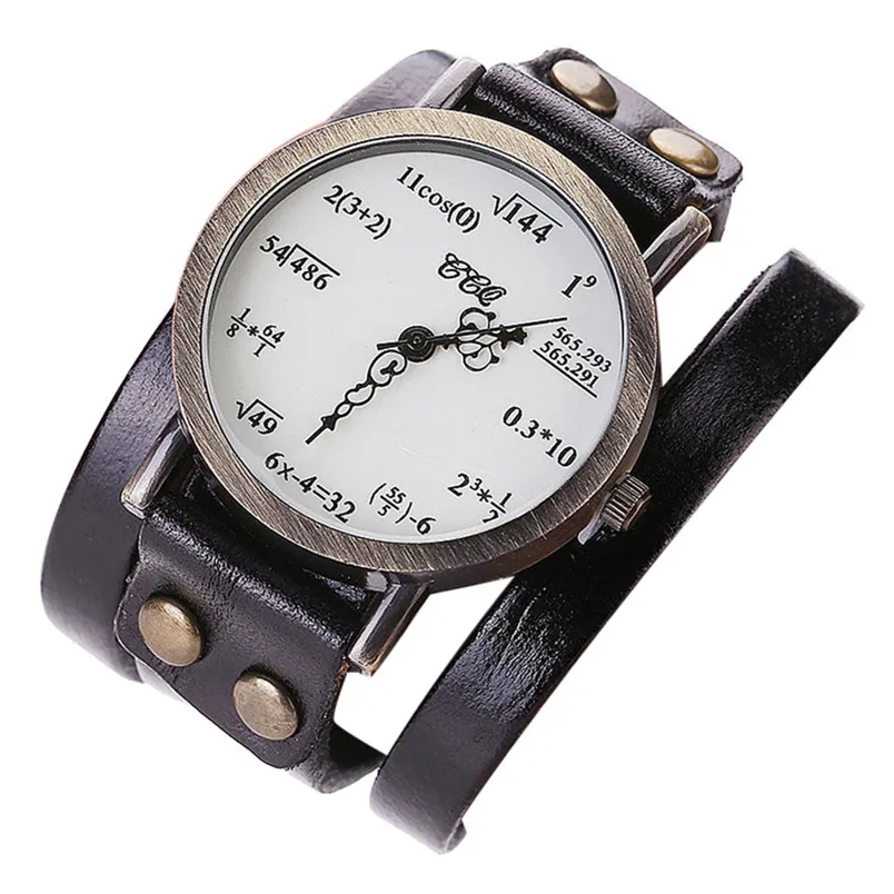 Брендовые Модные Винтажные креативные часы с кожаной математической формулой, повседневные женские кварцевые часы с браслетом, Relogio Feminino - Цвет: A