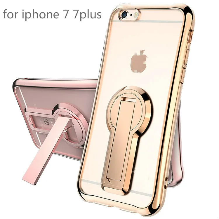 

2018 with Support Tpu Back Cover And Gold Color Plating Phone Holder for Iphone X 6 6s 6plus 6splus 7 8 Plus Phone Accessories