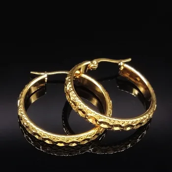 

2020 Fashion Stainless Steel Circle Earrings Women Indian Jewelry Gold Color Round Earrings Jewelry pendientes dorados E612622