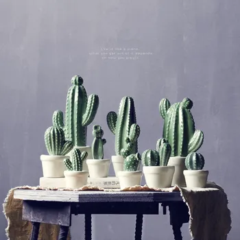 

2018New Small Handmade Ceramic Cactus Ornaments Simulation Bonsai Nordic Home Furnishings Ceramic Creative Ornaments Home Decors