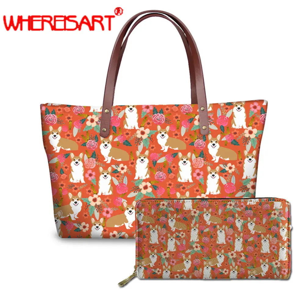 

WHEREISART Corgi handbags for women large shoulder bag handbag lady women tote handbags bolsos de mujer de verano