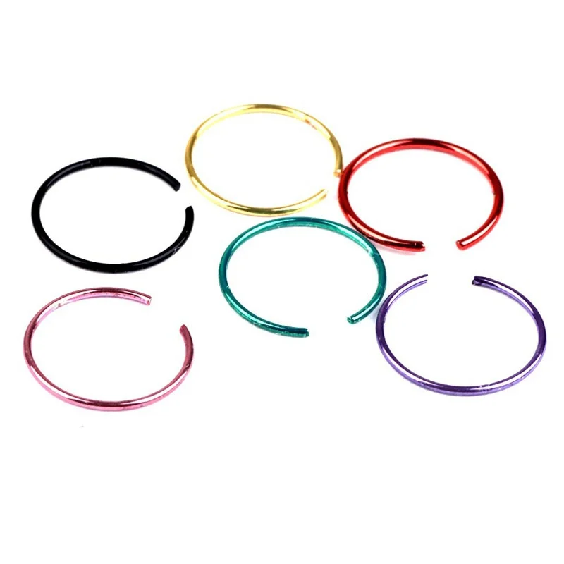 

40 Pcs New Arrival Stainless Steel Nose Studs Hoops Body Piercing Rings Mixed Color Jewelry Accessories