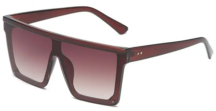 Женские солнцезащитные очки больших размеров с квадратными линзами,, роскошные брендовые, модные, с плоским верхом, красные, черные, с прозрачными линзами, с зеркальными линзами, UV400 - Цвет линз: tea