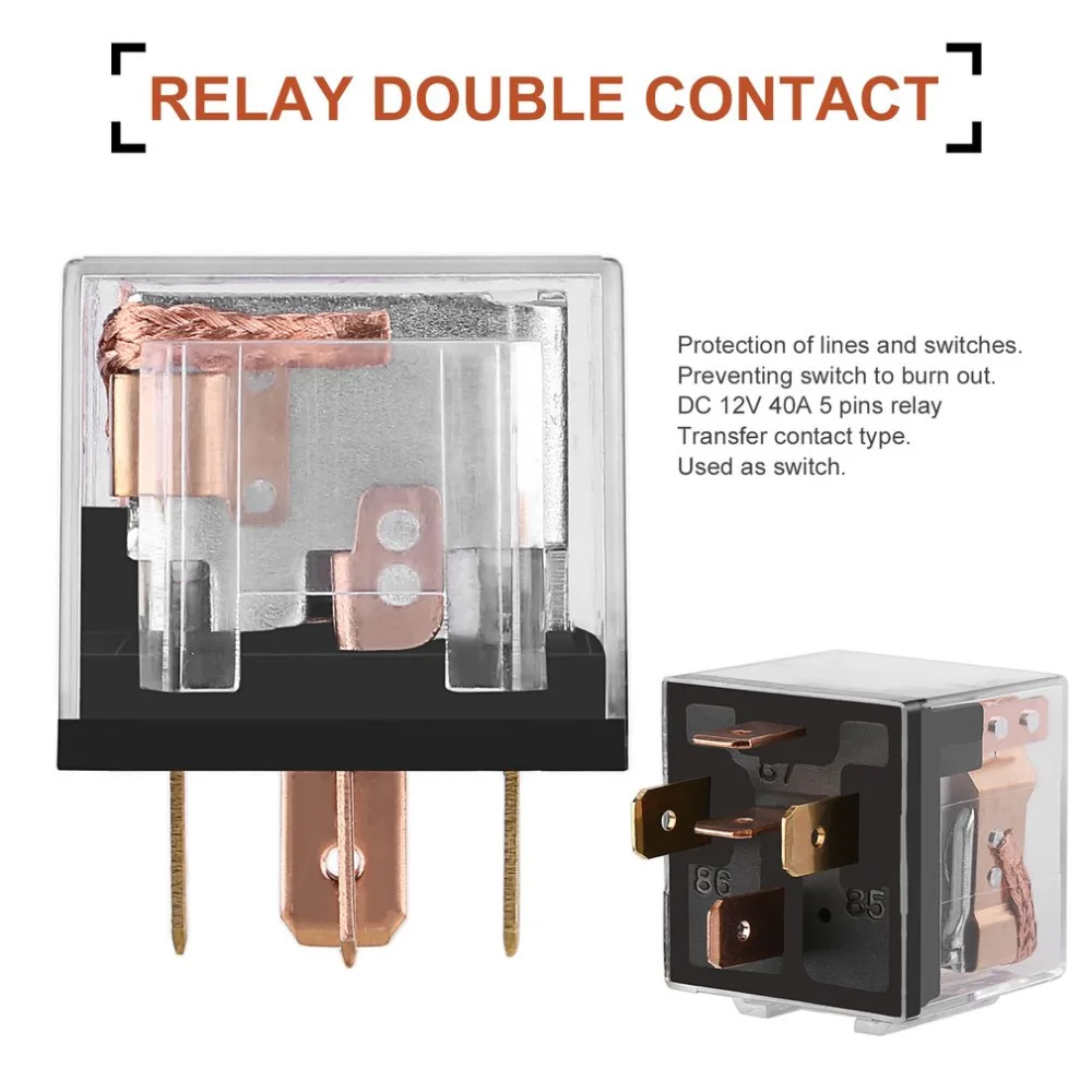 JD2912 1Z DC 12V 40A 5 Pin Post Car Relay Double Contact 5 Foot Car