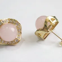 Brinco brincos Серьги подарок Для женщин 10 мм Розовый Камень Серьги E615 для Для женщин ювелирные изделия