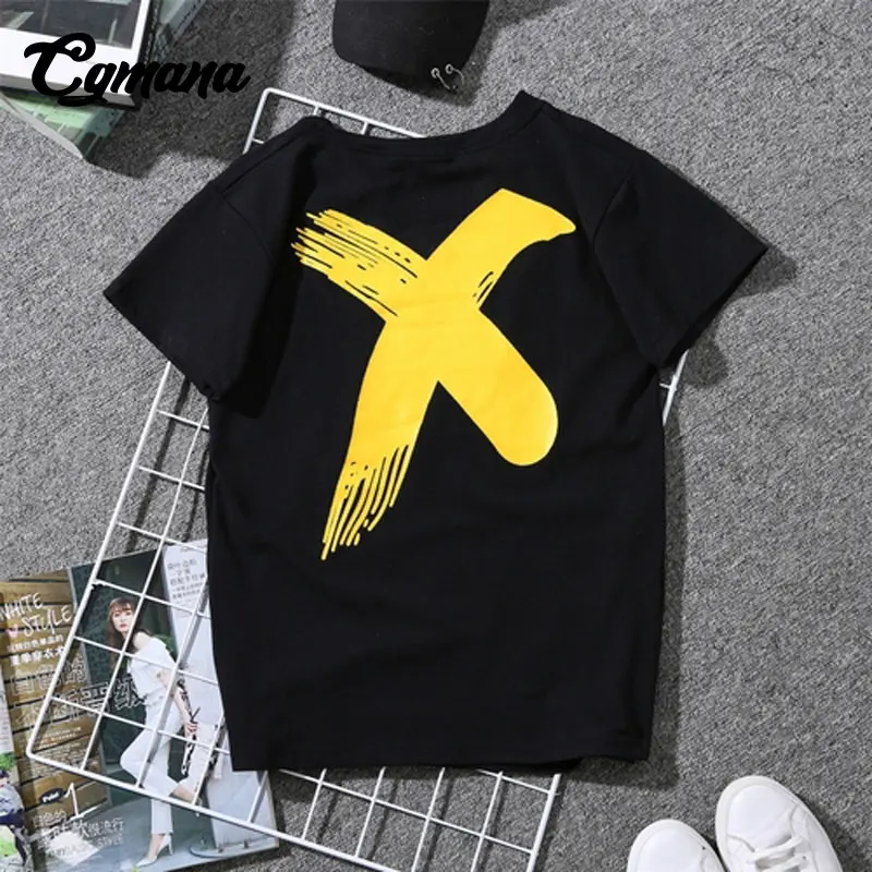 Cgmanat футболка Для женщин х печатных футболки High Street летние хлопковые хип хоп