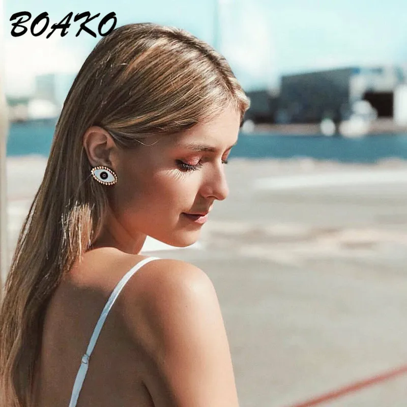 

2019 Punk Style Stud Earrings for Women Exaggerated Fashion Statement Earring Jewelry Gold Evil Eyes Boho Earrings Pendientes