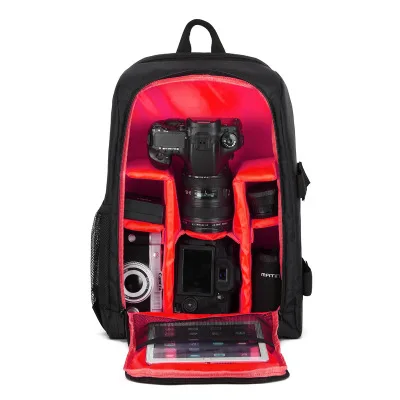 Рюкзак для камеры, водонепроницаемая Нейлоновая Сумка для DSLR камеры, сумки для видео с дождевиком, чехлы для штатива с полиэтиленовой подкладкой для фотографа Canon Nikon - Цвет: No.1119-Red
