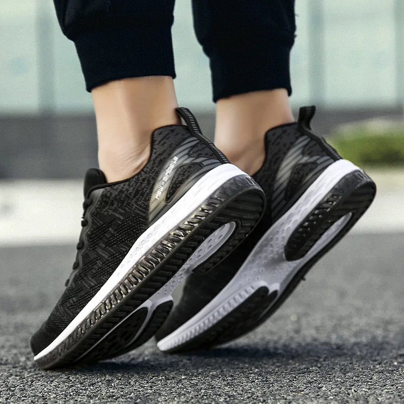 

JINBEILEE 2019 New Men's Breathable Running Shoes Casual Flying Weaving Mesh Non-slip Lightweight Tide Sports Men's Shoes