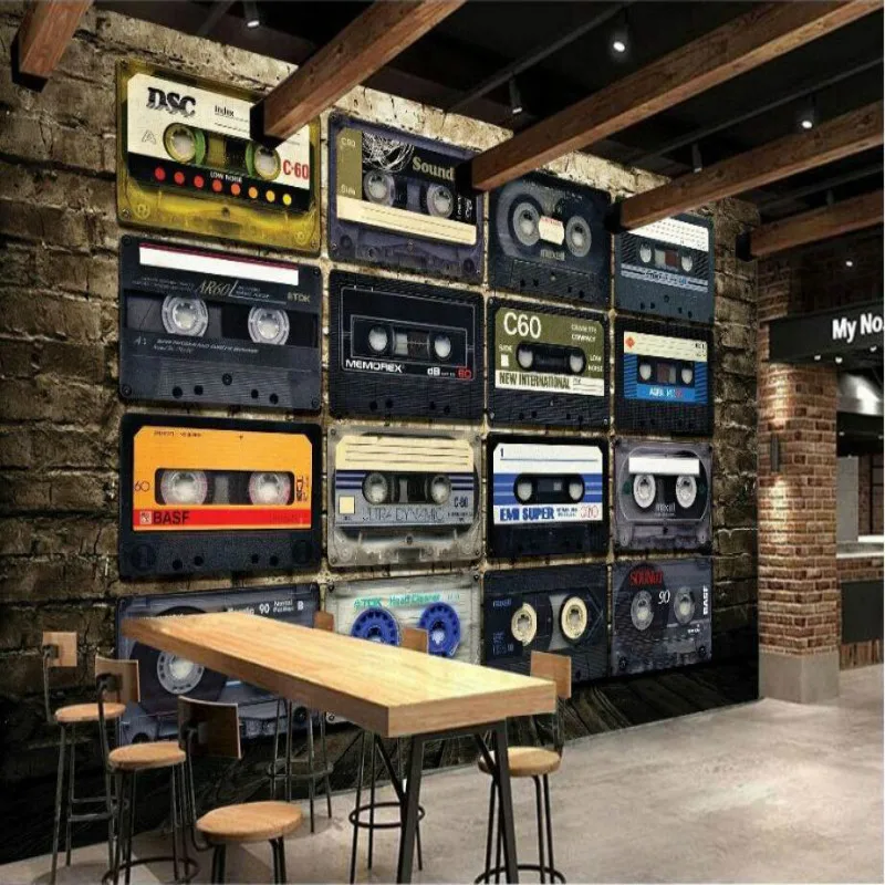 

Nostalgic tape plank Wallpapers for Bar background wall 3d WallPaper Vintage Decorative Painting Backdrop