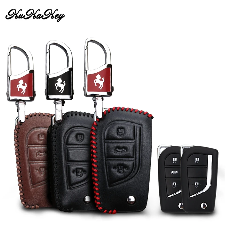 Kukakey кожаный чехол для автомобильных ключей брелок Toyota Corolla levin Highlander 2011 2012 2014 2015