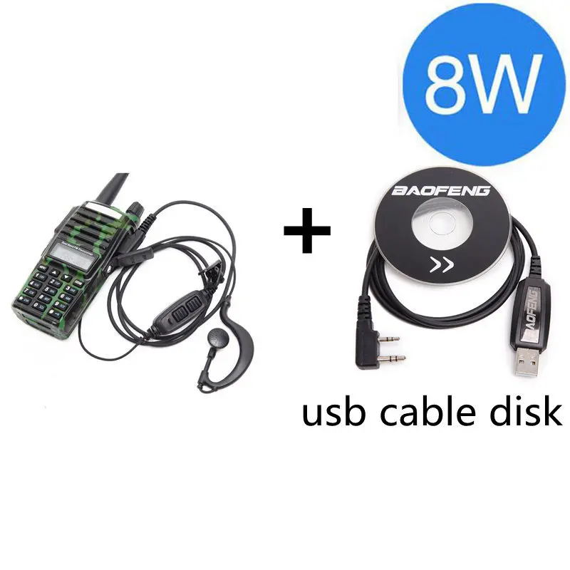 camo cable disk Baofeng UV-82 Plus 8 Вт 10 км Большая дальность мощная портативная рация CB vhf/uhf двухстороннее радио Amador 8 Вт UV82 Plus - Цвет: camo cable disk