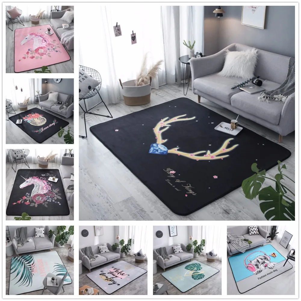 Декоративный фланелевый бархатный большой коврик в скандинавском стиле, детские коврики для ползания, Противоскользящие коврики для чайного стола