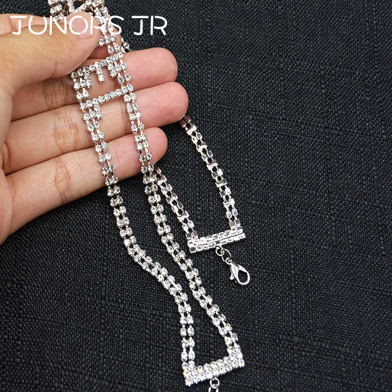 

Multilayer Silver Crystal Charms Angels Necklaces For Women Dazzling Statement Letters Necklace For Girl