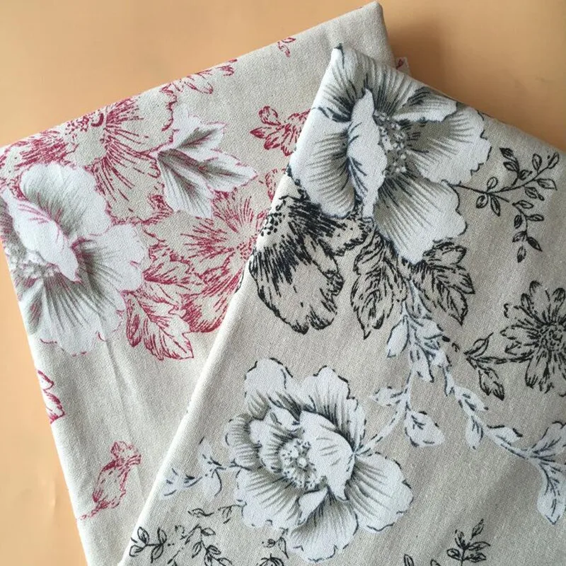 

Flower Printed Cotton Linen Fabric DIY Patchwork Manual Sewing Quilting Canvas Material For Upholstery Home Textile Crafts Cloth