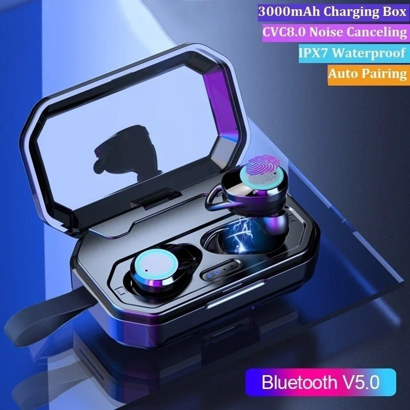 

Bluetooth 5.0 Wireless Earphone Touch Control Earbuds Noise Canceling Auto Pairing Wireless With 3000mAh Charging Box