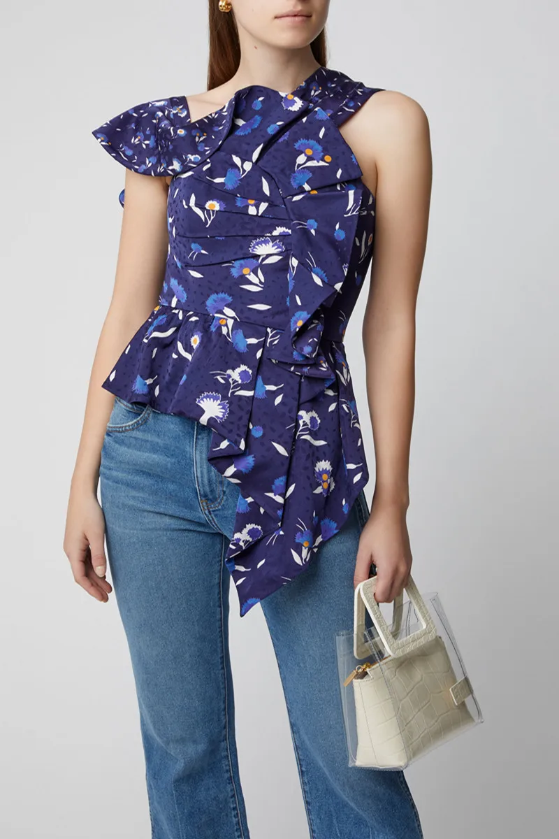 

2019 New arrive Floral-Print Satin Blouses & Shirts