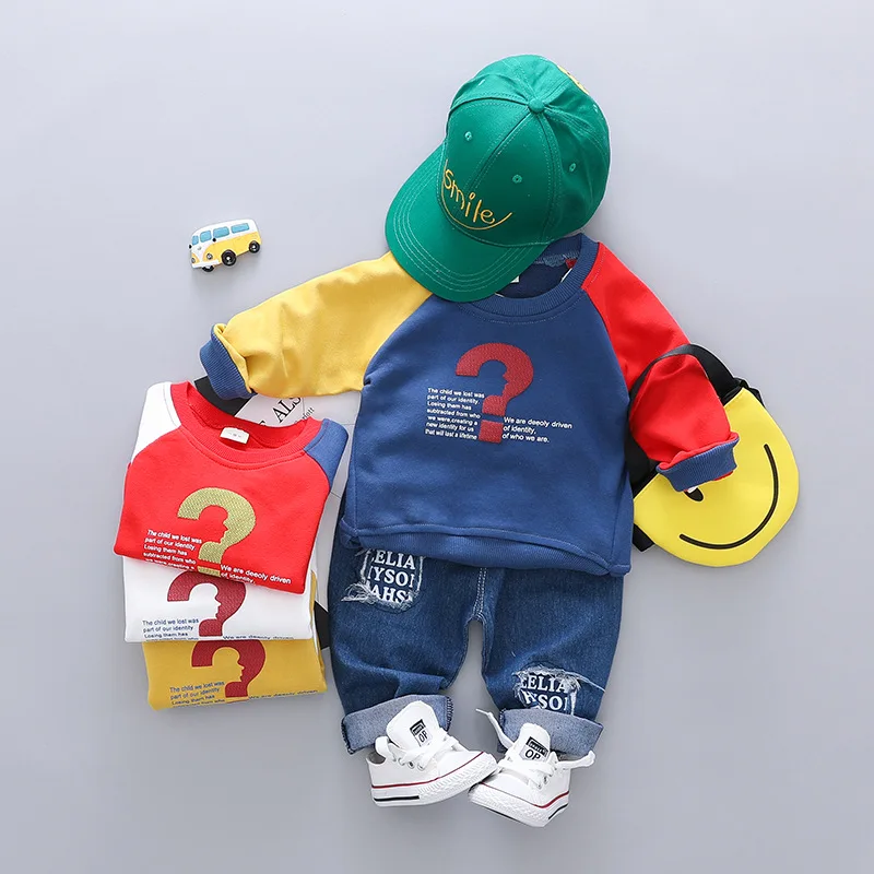 

2019 Girl Boy Clothes Fashion Baby Clothing Sets Kid Full Clothes + Jeans Trousers Suit for Outfit Autumn Kids Clothing Set