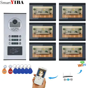 

SmartYIBA 7inch Record Wired Wifi 6 Apartment/Family Video Door Phone Intercom System For 6 Units Villa Apartment Waterproof