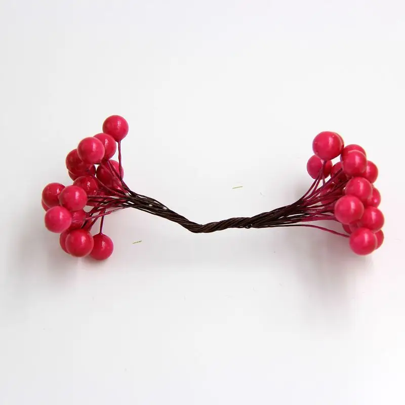 40 шт. 80 головок Скрапбукинг тычинки поддельные фрукты маленькие ягоды искусственный цветок букет цветов вишневого дерева Свадебная вечеринка Рождество украшения - Цвет: rose