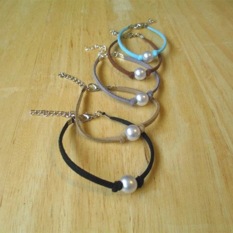 suede cord pearl bracelet
