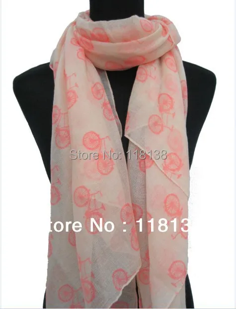 

New Vintage Ladies Bicycle Bike Print Retro Style Scarf Shawl Hijab Wrap 180*110cm , Free Shipping