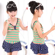 children’s swimwear Girls children bathing suit Braces swimsuit skirt Two Pieces Set Kids Sleeveless With Skirted Shorts